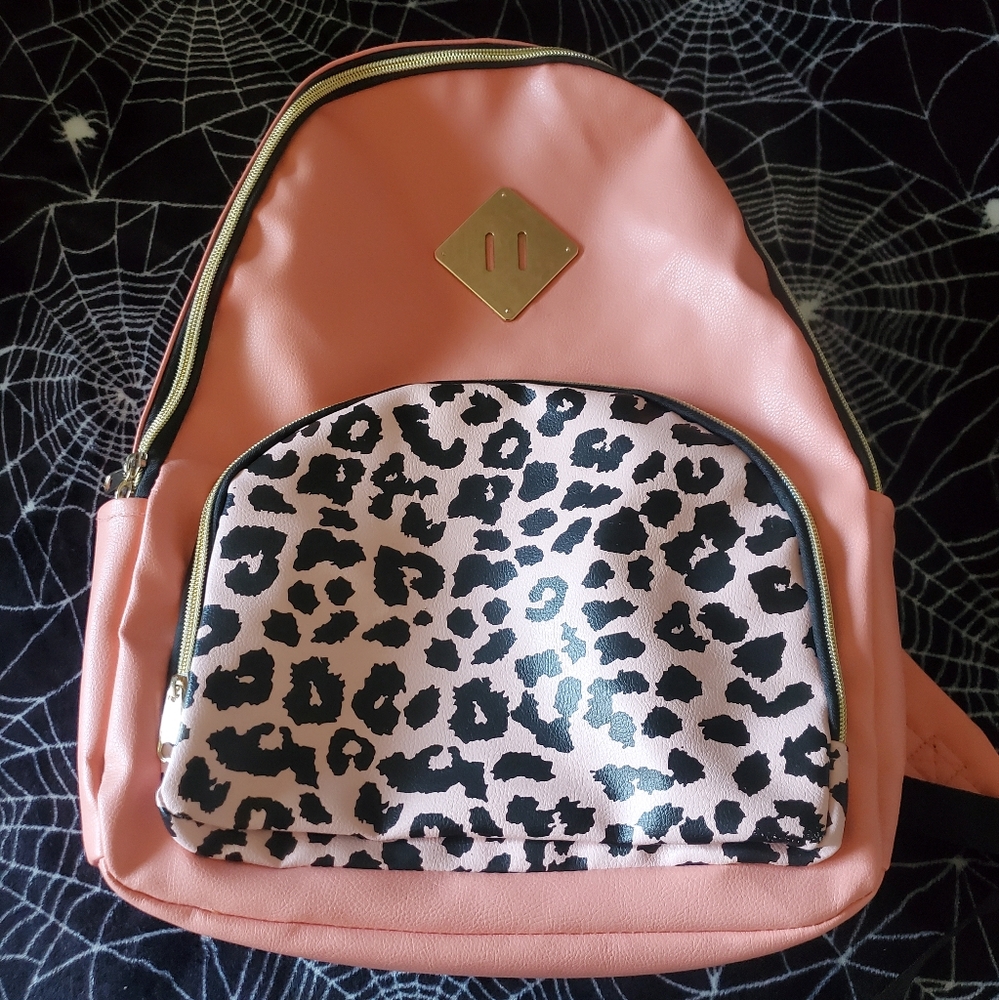 Leopard Print Pink Backpack